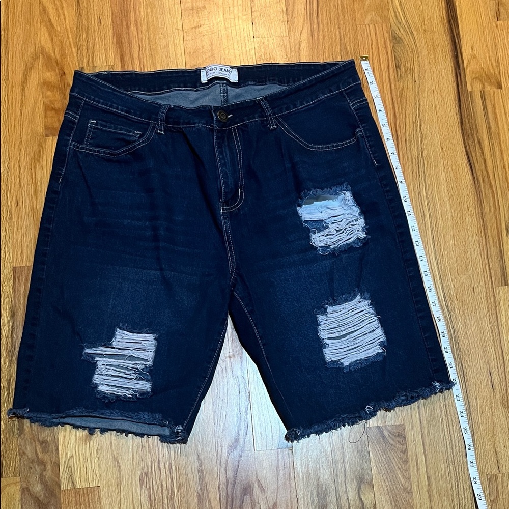 GOGO Dark Blue Distressed Women's Shorts